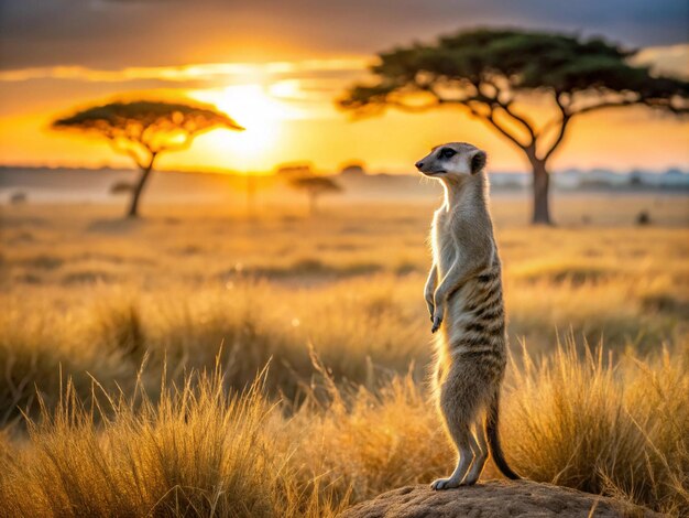 Vigilant Meerkats Stunning Savanna Scene 1198884 63858